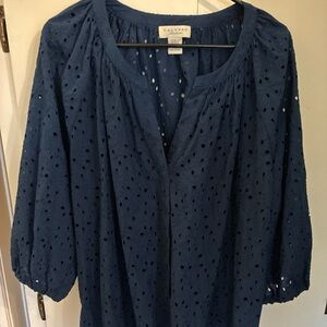 Calypso St. Barth Navy Eyelet Blouse xxl women’s blue great